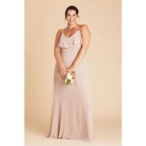 Birdy Grey Jane Convertible Bridesmaid Plus Size Maxi Dress in Chiffon Taupe - S